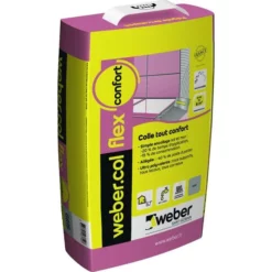 Mortier Colle Carrelage WEBERCOL FLEX CONFORT Blanc Sac 15kg C2S1G