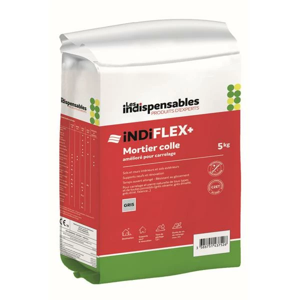 Mortier Colle Carrelage INDIFLEX+ Blanc Sac 5kg C2TE 1 Mortier Colle Carrelage INDIFLEX+ Blanc Sac 5kg C2TE