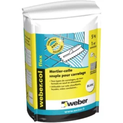 Mortier Colle Carrelage WEBERCOL FLEX Gris Sac 5kg C2S1 ET/EG