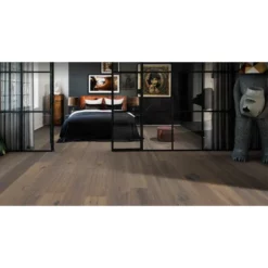 Parquet Chêne CONCRETE Raboté Huile Nat Fumé 15x190x1900mm -magasin de décoration de meubles Photo dambiance 2 1204537